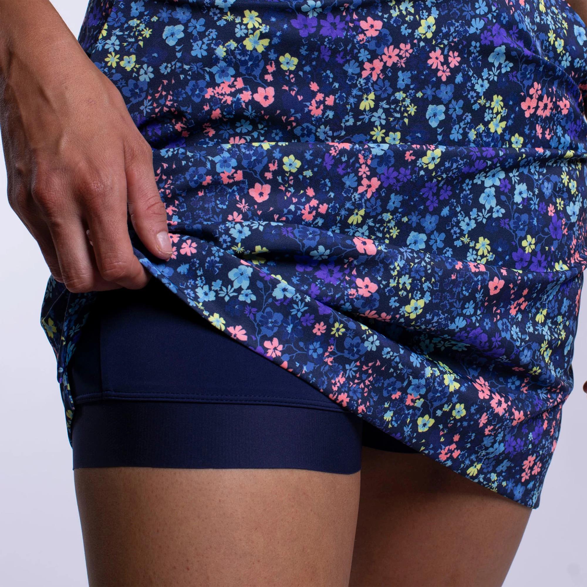 KJUS Ice Printed Ladies Golf Skort Atlanta Blue/Limoncello